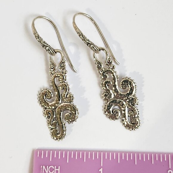 NIB VTG 5.60g GORGEOUS 925 Swirl Dangle Artisian Bali Hook Earrings - Picture 11 of 14